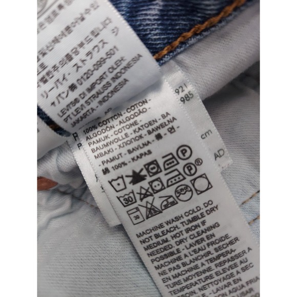 Levis 501 Shorts Mens 38x9 Blue Cut Off Medium Wash Fray Hem Jorts Button Fly - Picture 10 of 14